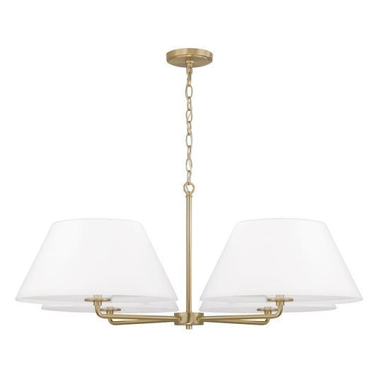 Capital Lighting Parson 4Lt 39" Chandelier, Brass/White Stay-Straight - 453241MA