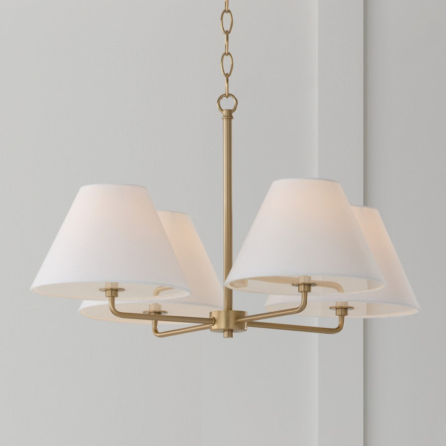 4 Light 39" Chandelier, Brass