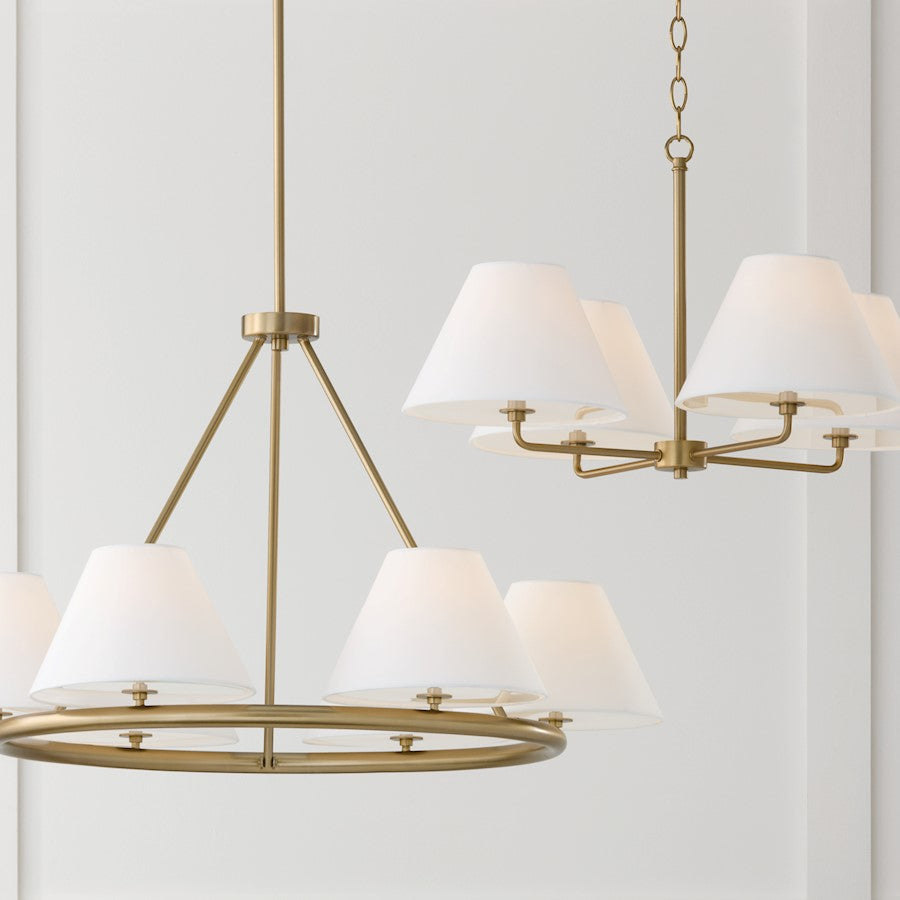 4 Light 39" Chandelier, Brass