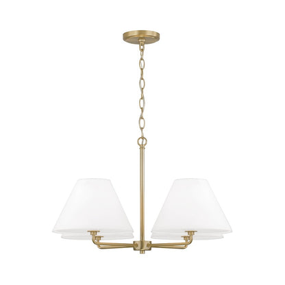 Capital Lighting Parson 4Lt 27" Chandelier, Brass/White Stay-Straight - 453242MA