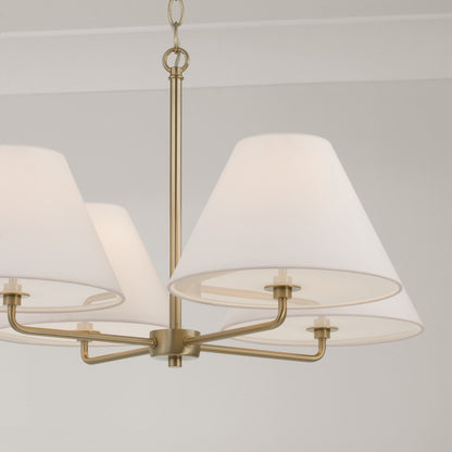 4 Light 27" Chandelier, Brass