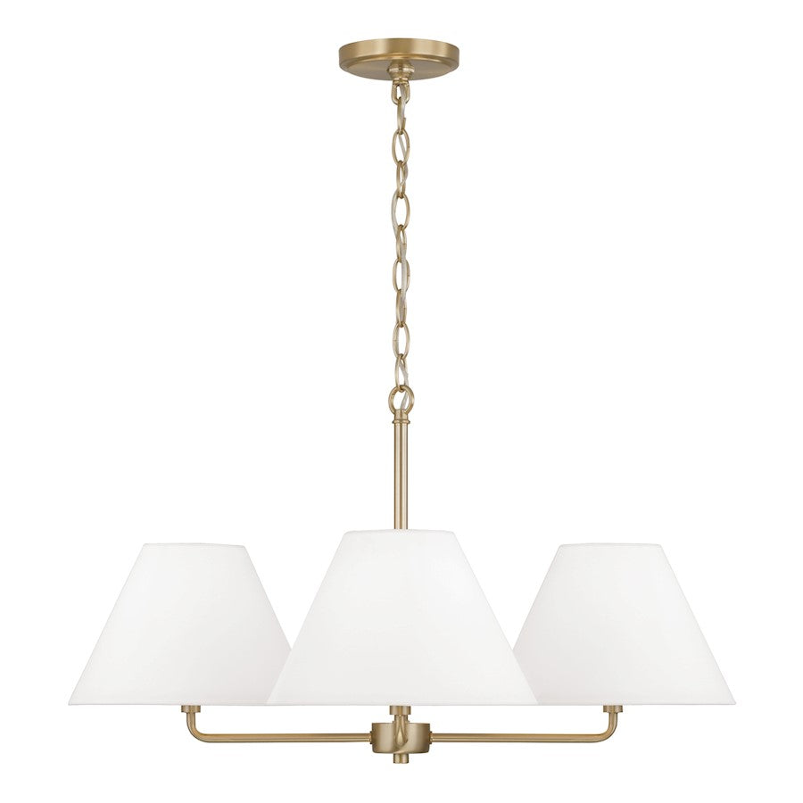 4 Light 27" Chandelier, Brass