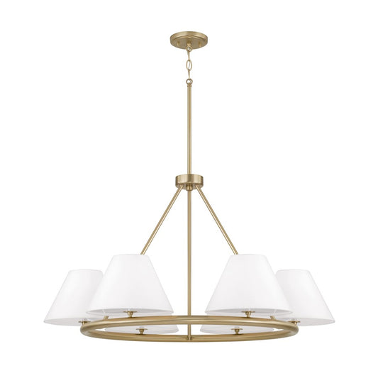 Capital Lighting Parson 6Lt Chandelier, Brass/White Stay-Straights - 453261MA