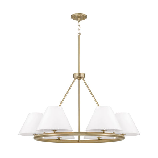 Capital Lighting Parson 6Lt Chandelier, Brass/White Stay-Straights - 453261MA