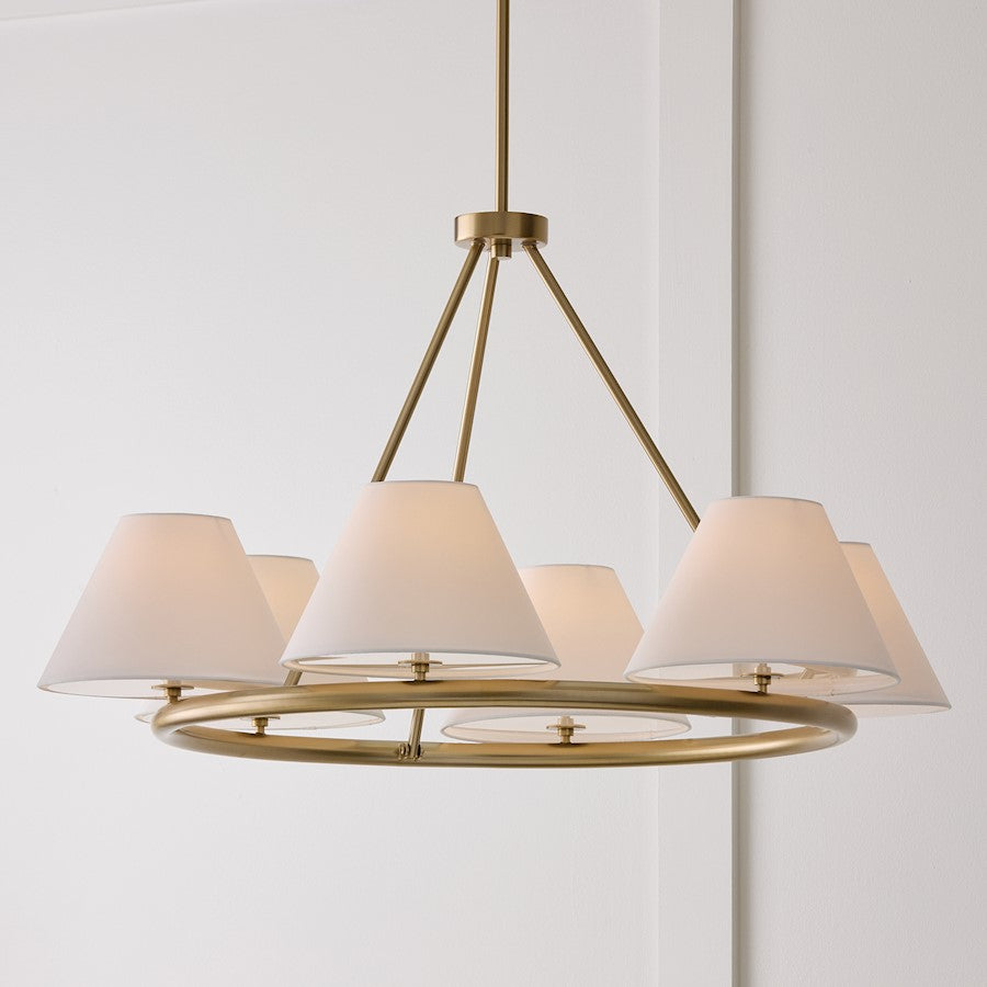 6 Light Chandelier, Brass