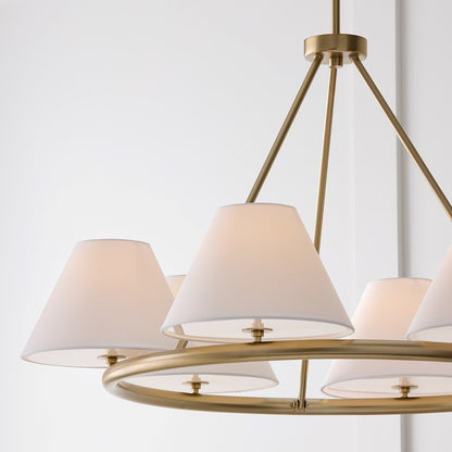 6 Light Chandelier, Brass