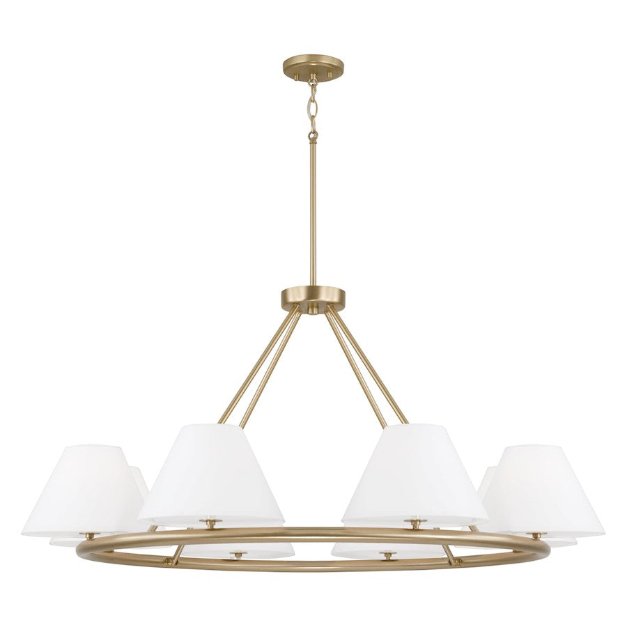 Capital Lighting Parson 8Lt Chandelier, Brass/White Stay-Straights - 453281MA