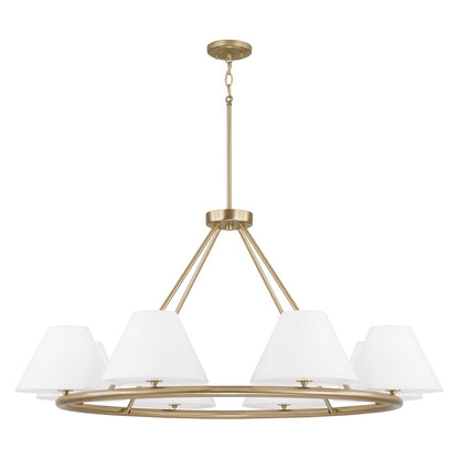 Capital Lighting Parson 8Lt Chandelier, Brass/White Stay-Straights - 453281MA