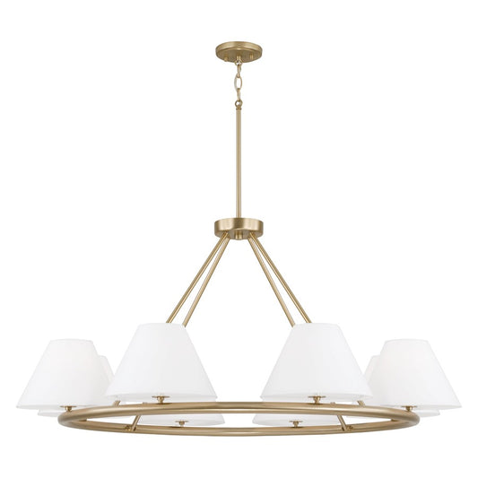 Capital Lighting Parson 8Lt Chandelier, Brass/White Stay-Straights - 453281MA