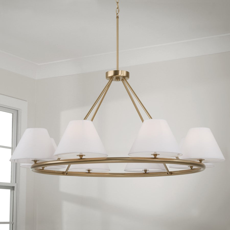 8 Light Chandelier, Brass