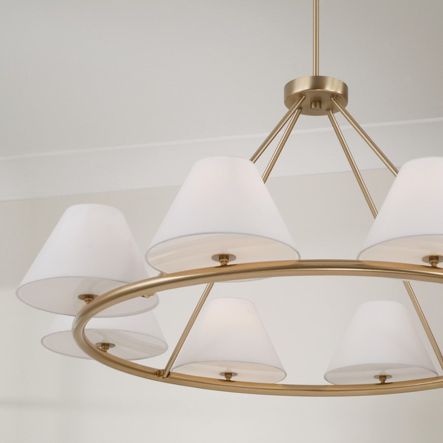 8 Light Chandelier, Brass