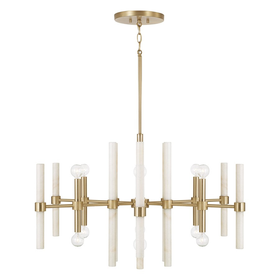 Capital Lighting Marlow 12 Light Chandelier, Matte Brass