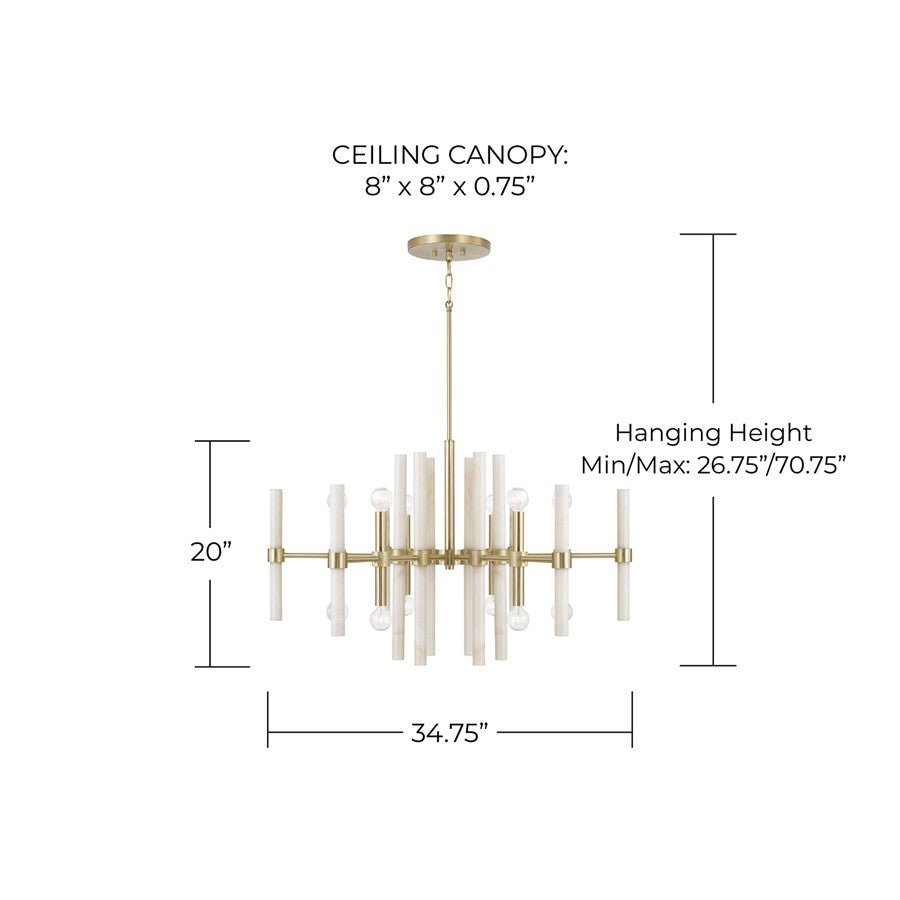 Capital Lighting Marlow 12 Light Chandelier, Matte Brass