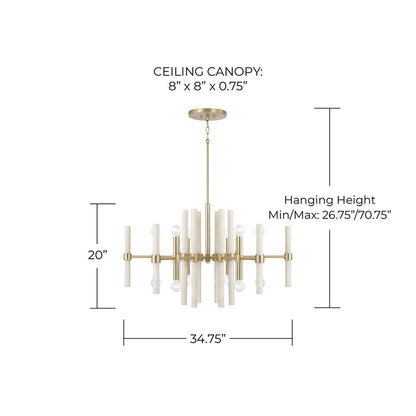 Capital Lighting Marlow 12 Light Chandelier, Matte Brass