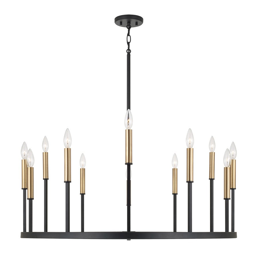 Capital Lighting Davis 12 Light Chandelier, Espresso and Brass