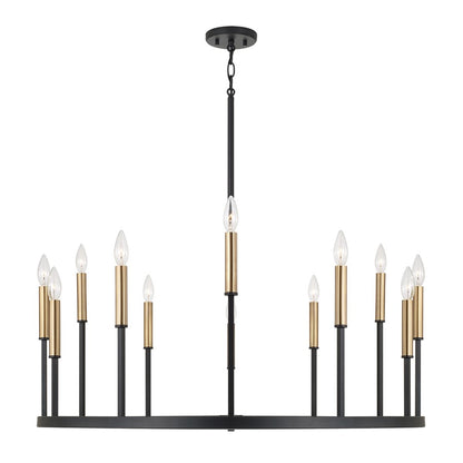 Capital Lighting Davis 12 Light Chandelier, Espresso and Brass