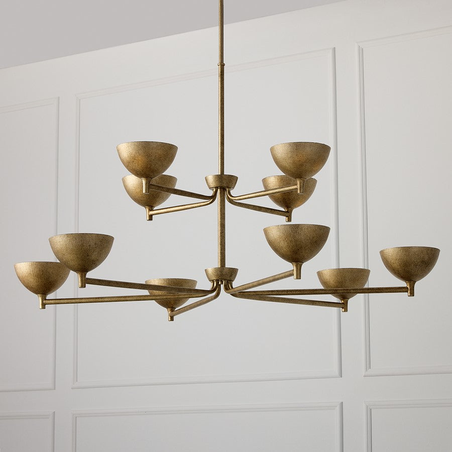 Capital Lighting Francesca 10Lt Chandelier, Gold/Textured Metal
