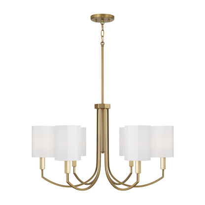 Capital Lighting Adrian 6Lt Chandelier, Aged Brass/White Fabric - 459561AD-716