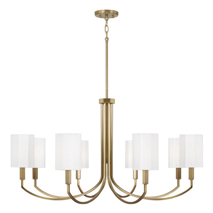 Capital Lighting Adrian 8Lt Chandelier, Aged Brass/White Fabric - 459581AD-716