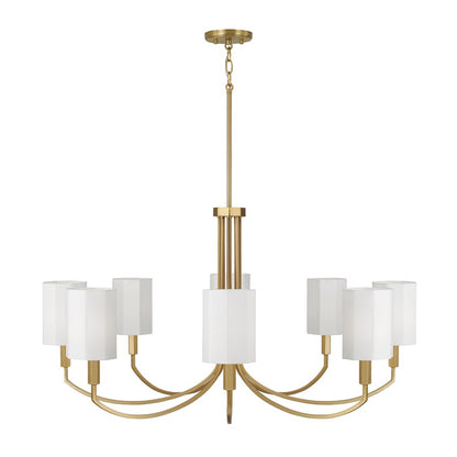 Capital Lighting Adrian 8Lt Chandelier, Aged Brass/White Fabric
