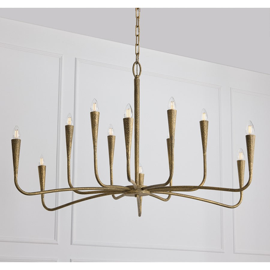 Capital Lighting Savari 12 Light Chandelier, Artisan Gold