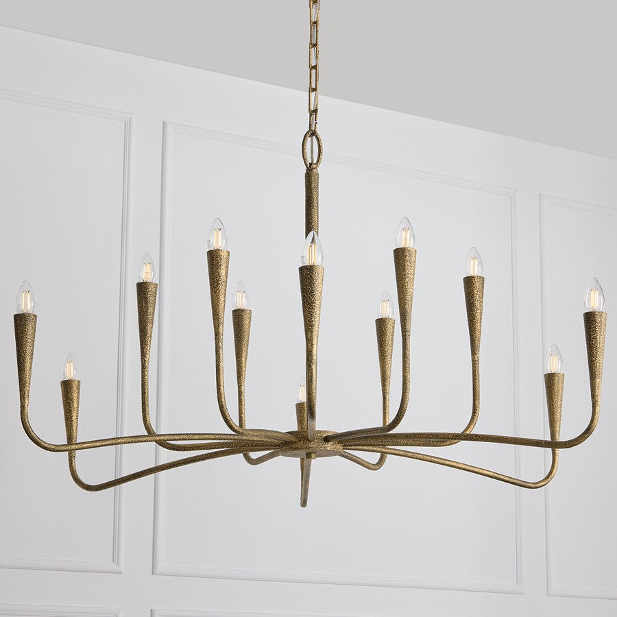 Capital Lighting Savari 12 Light Chandelier, Artisan Gold