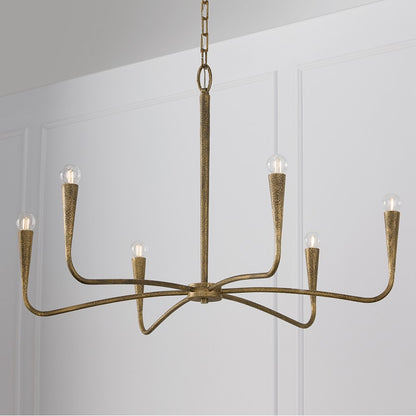 Capital Lighting Savari 6 Light Chandelier, Artisan Gold