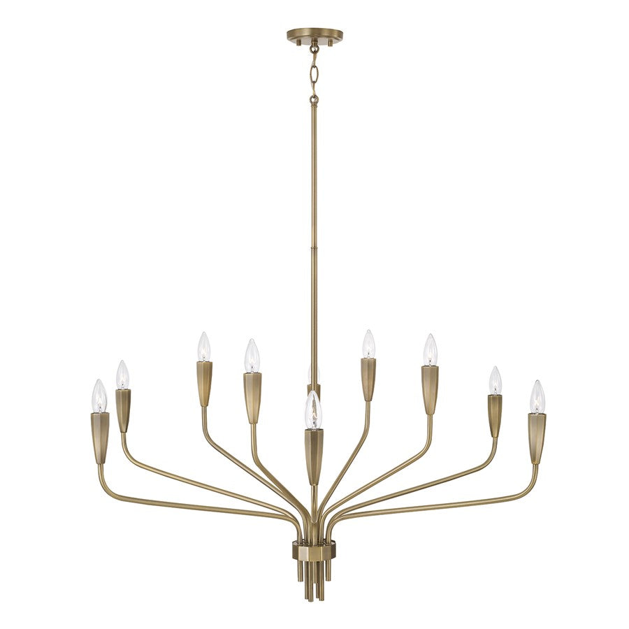 Capital Lighting Palmer 10 Light Chandelier, Antiqued Brass