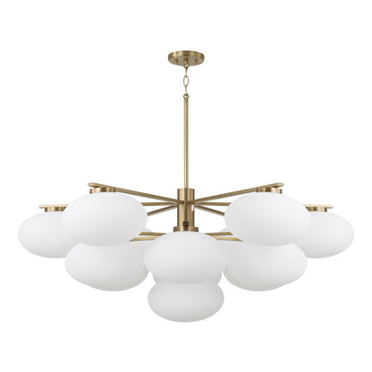 Capital Lighting Soren 13Lt Chandelier, Aged Brass/Soft White Glass - 460501AD