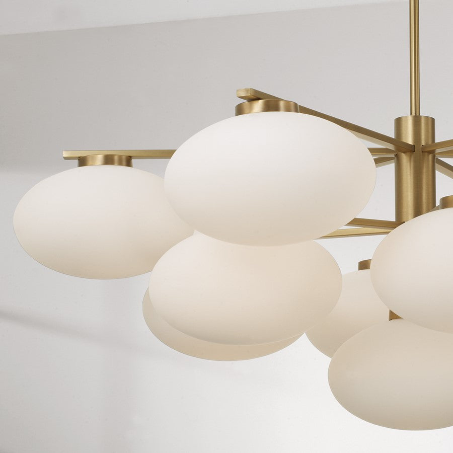 Capital Lighting Soren 13Lt Chandelier, Aged Brass/Soft White Glass