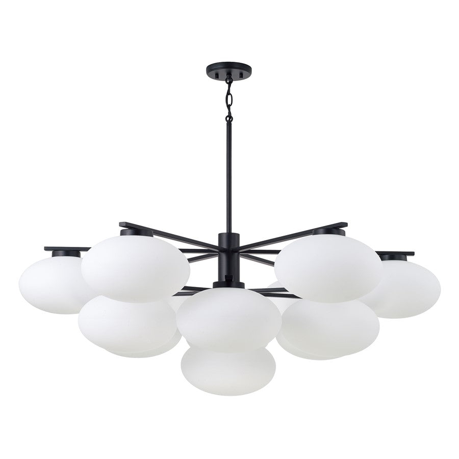 Capital Lighting Soren 13Lt Chandelier, Matte Black/Soft White Glass - 460501MB