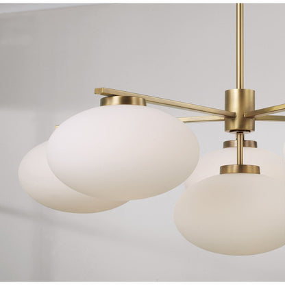 Capital Lighting Soren 6Lt Chandelier, Aged Brass/Soft White Glass