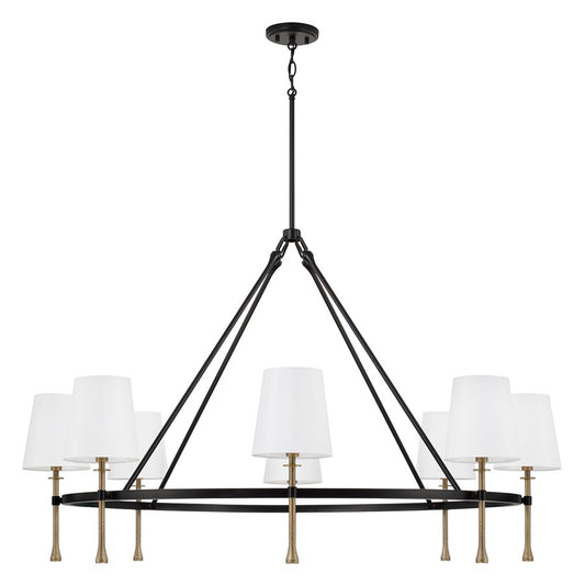 Capital Lighting Hollis 8Lt Chandelier, Black/Gold/White Fabric - 460781MBG-717