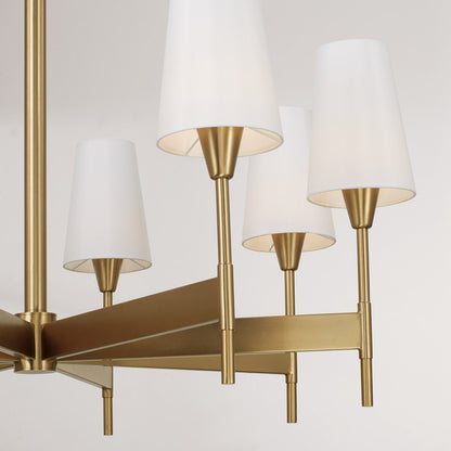 Capital Lighting Leland 8Lt Chandelier, Aged Brass/White Fabric