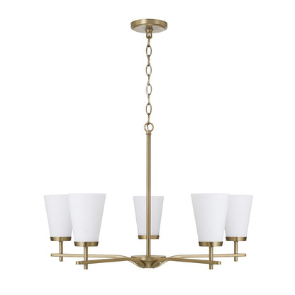 Homeplace Lighting Drake 5Lt Chandelier, Aged Brass/White Glass - 461051AD-660