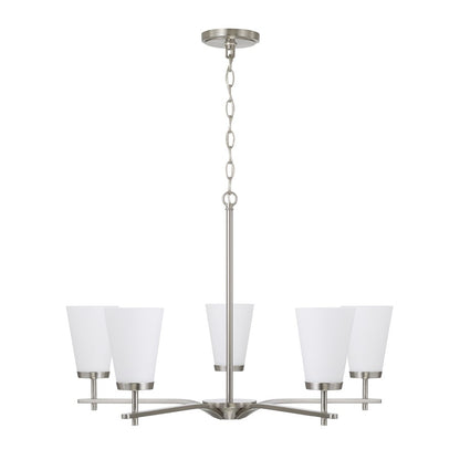 Homeplace Lighting Drake 5Lt Chandelier, Nickel/Soft White Glass - 461051BN-660