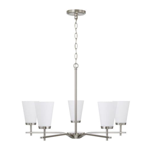 Homeplace Lighting Drake 5Lt Chandelier, Nickel/Soft White Glass - 461051BN-660