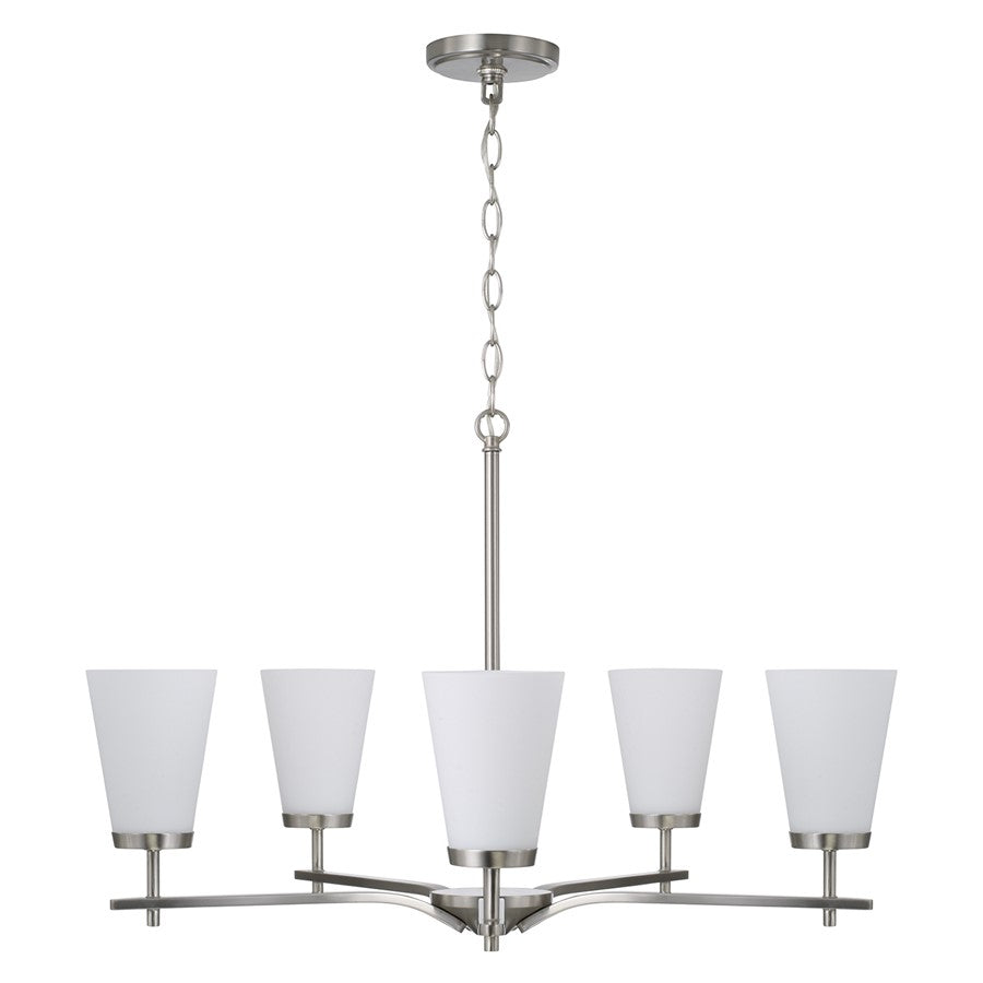 Homeplace Lighting Drake 5Lt Chandelier, Nickel/Soft White Glass