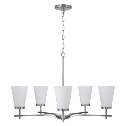 Homeplace Lighting Drake 5Lt Chandelier, Nickel/Soft White Glass