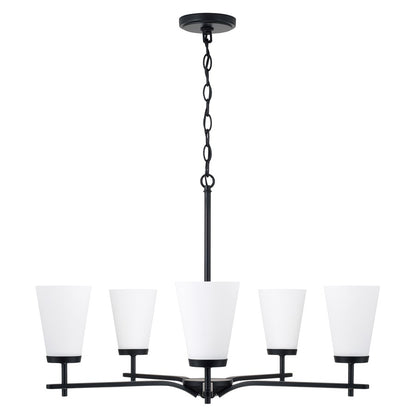 Homeplace Lighting Drake 5Lt Chandelier, Black/Soft White Glass