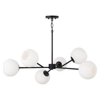 Capital Lighting Atlas 6Lt Chandelier, Black/Soft White Glass