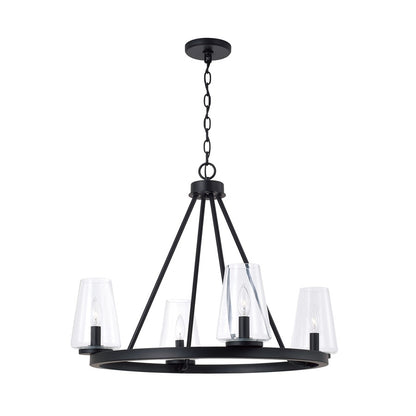 Homeplace Lighting Aaron 4Lt Chandelier, Matte Black/Clear Glass - 461941MB-662