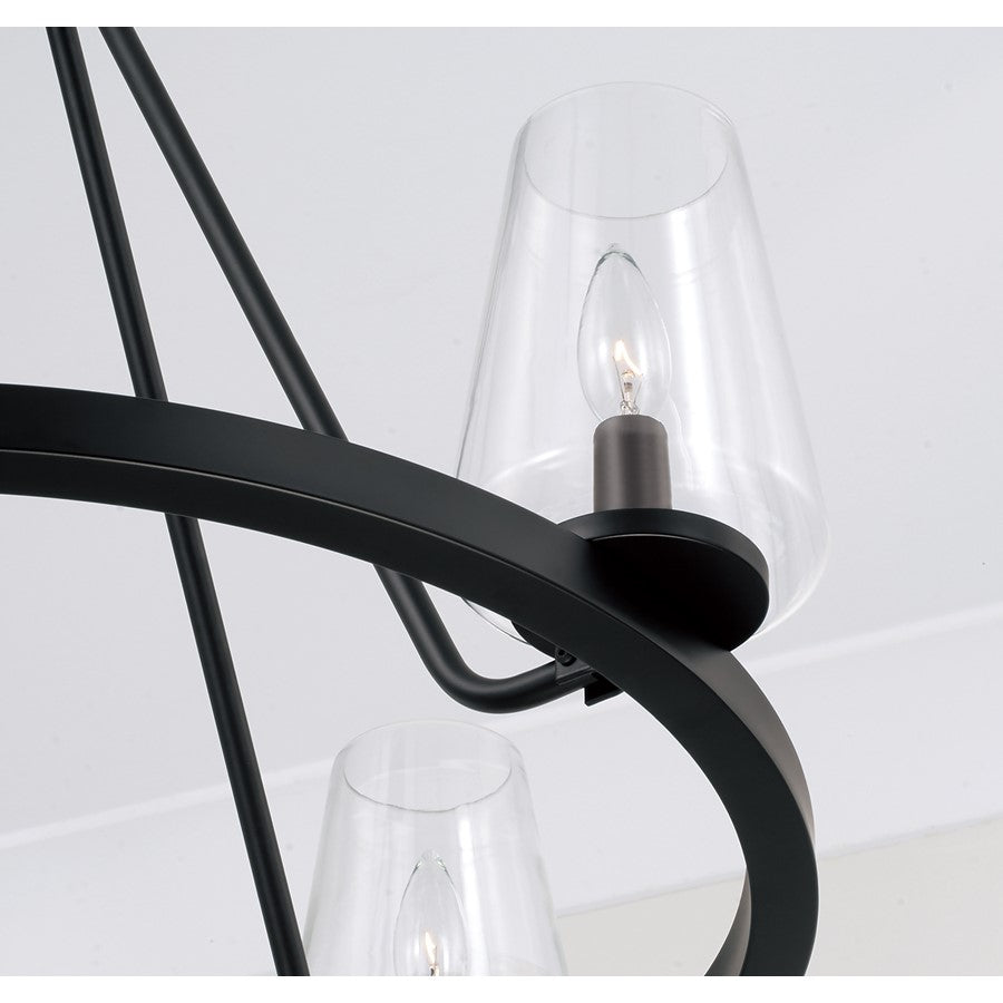 Homeplace Lighting Aaron 4Lt Chandelier, Matte Black/Clear Glass