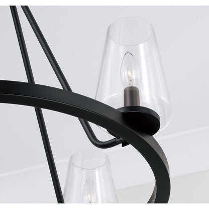 Homeplace Lighting Aaron 4Lt Chandelier, Matte Black/Clear Glass