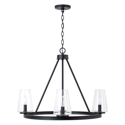 Homeplace Lighting Aaron 4Lt Chandelier, Matte Black/Clear Glass