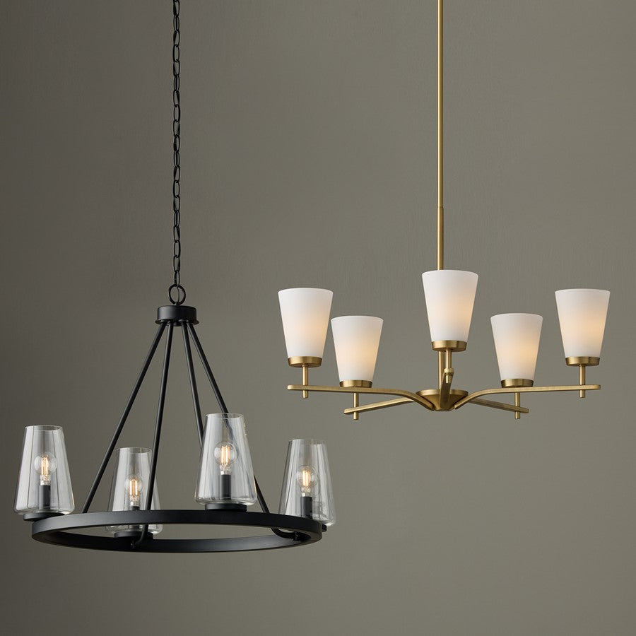 Homeplace Lighting Aaron 4Lt Chandelier, Matte Black/Clear Glass