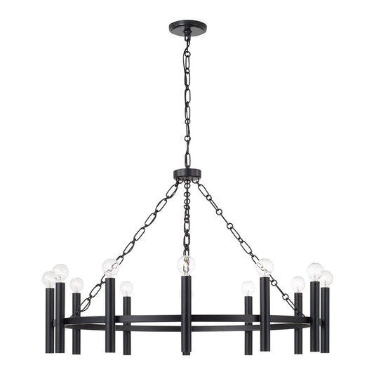 Capital Lighting Winton 12 Light Chandelier, Matte Black - 462001MB