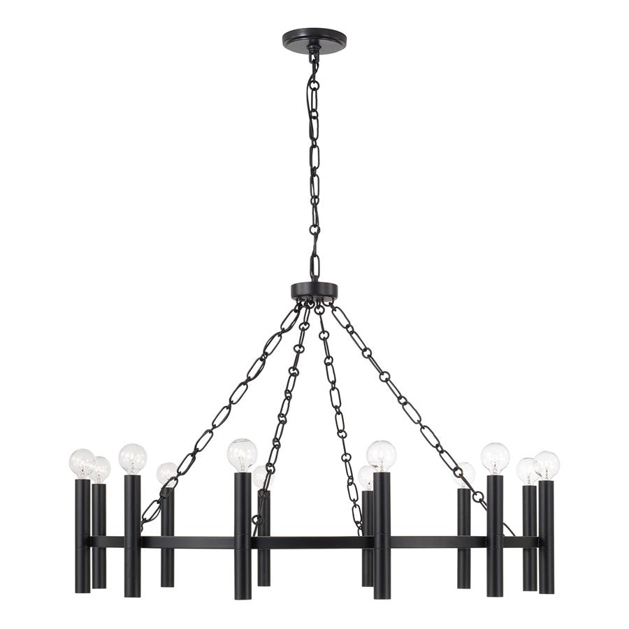 Capital Lighting Winton 12 Light Chandelier, Matte Black