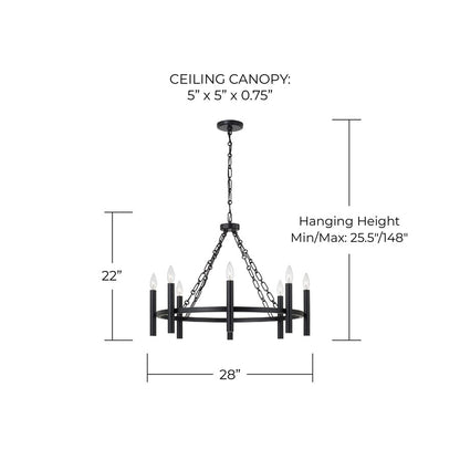 Capital Lighting Winton 8 Light Chandelier, Matte Black