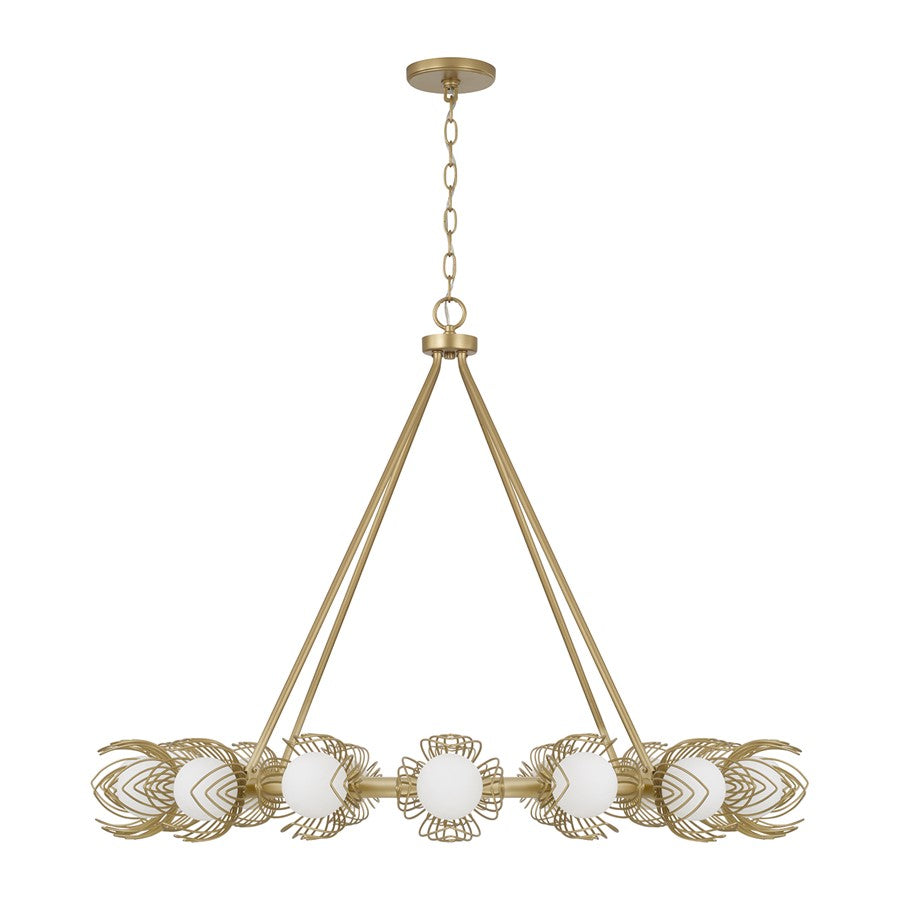 Capital Lighting Flora 16Lt Chandelier, Gold/White Glass Globes